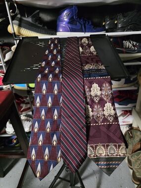 All Silk! bill blass Pride Of England Burgundy Patterned Neckties Trio Luxury
